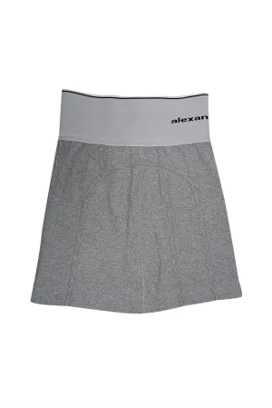 Alexander Wang - Grey Ribbed Knit Zipper Back Mini Skirt Sz S