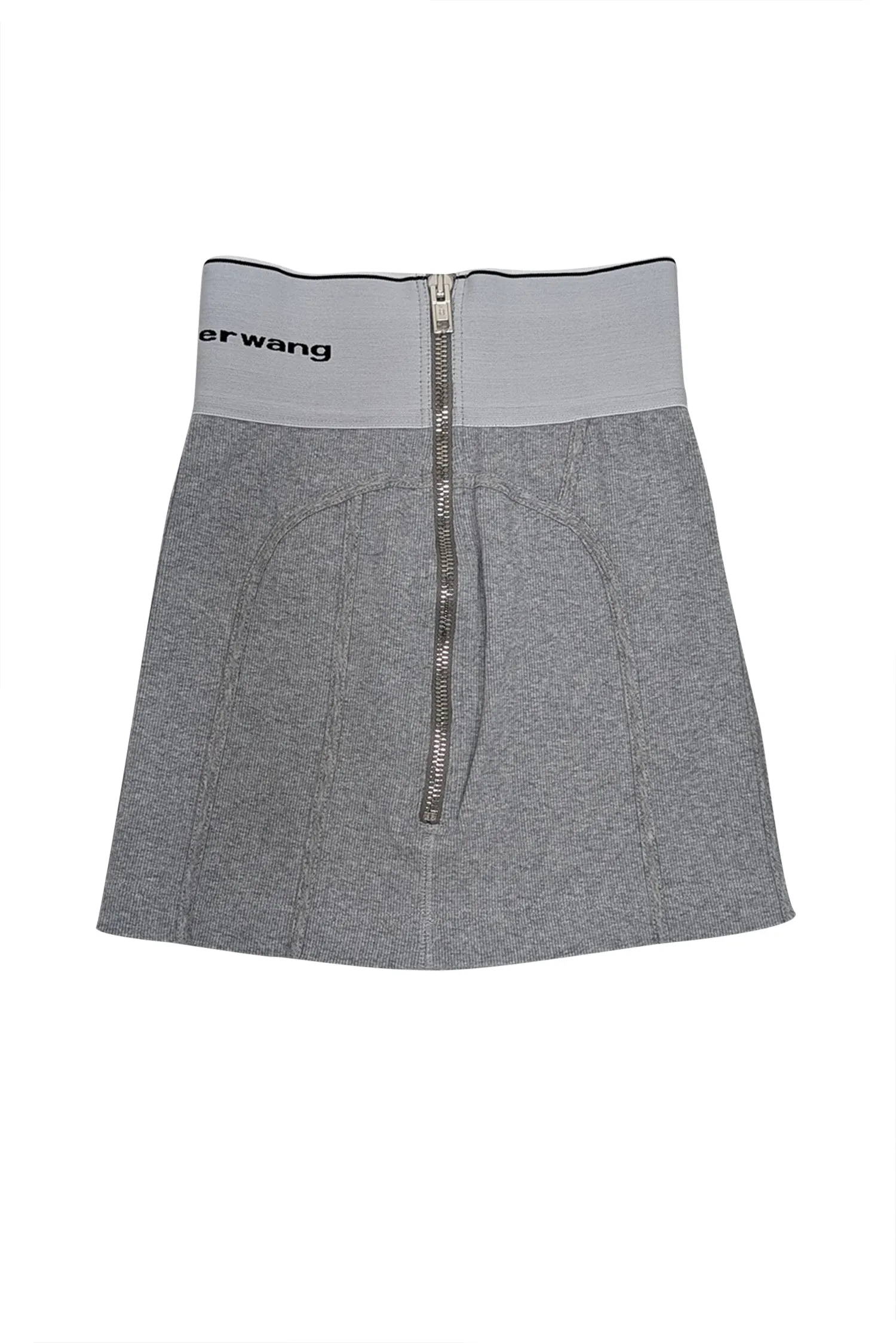 Alexander Wang - Grey Ribbed Knit Zipper Back Mini Skirt Sz S