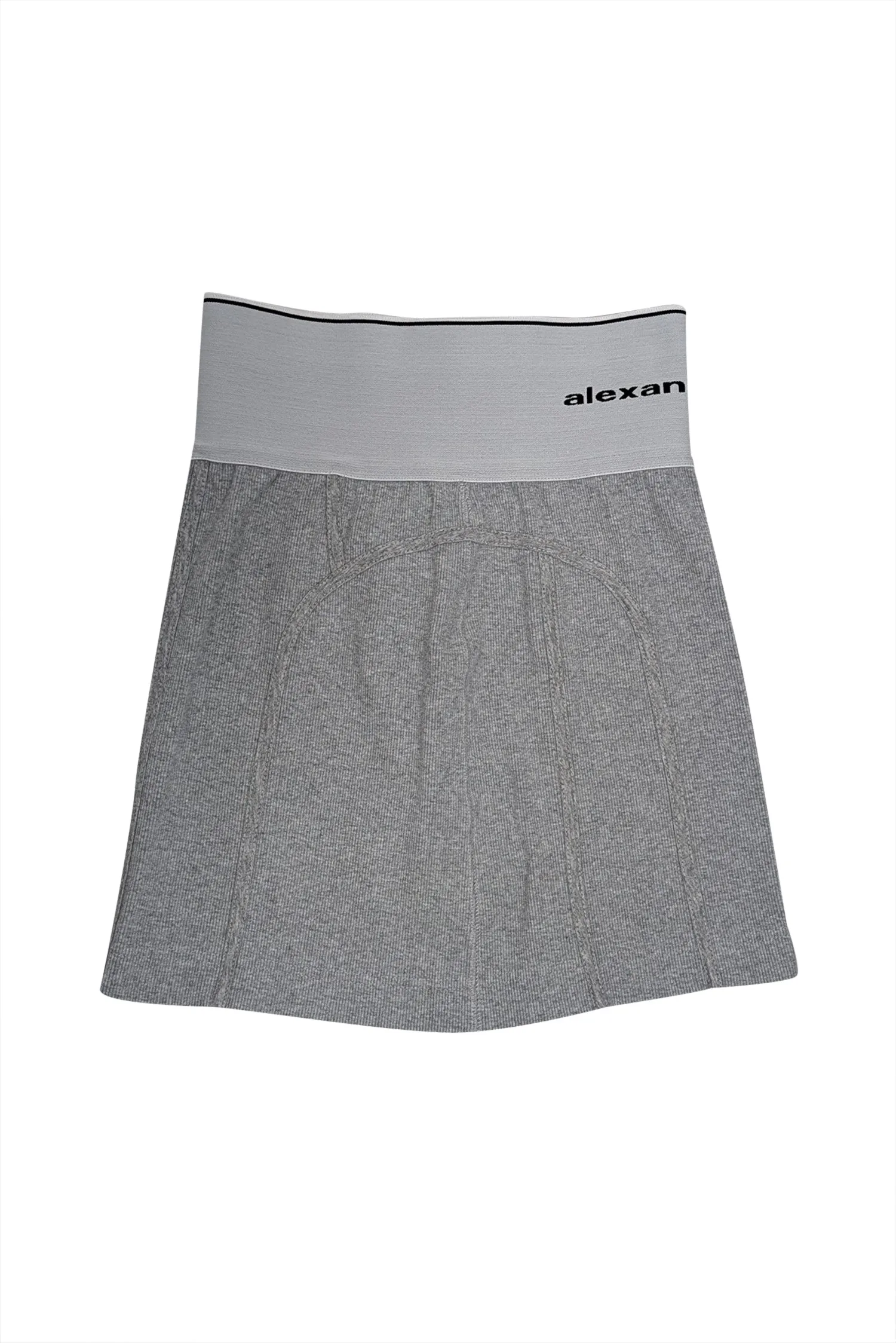 Alexander Wang - Grey Ribbed Knit Zipper Back Mini Skirt Sz S