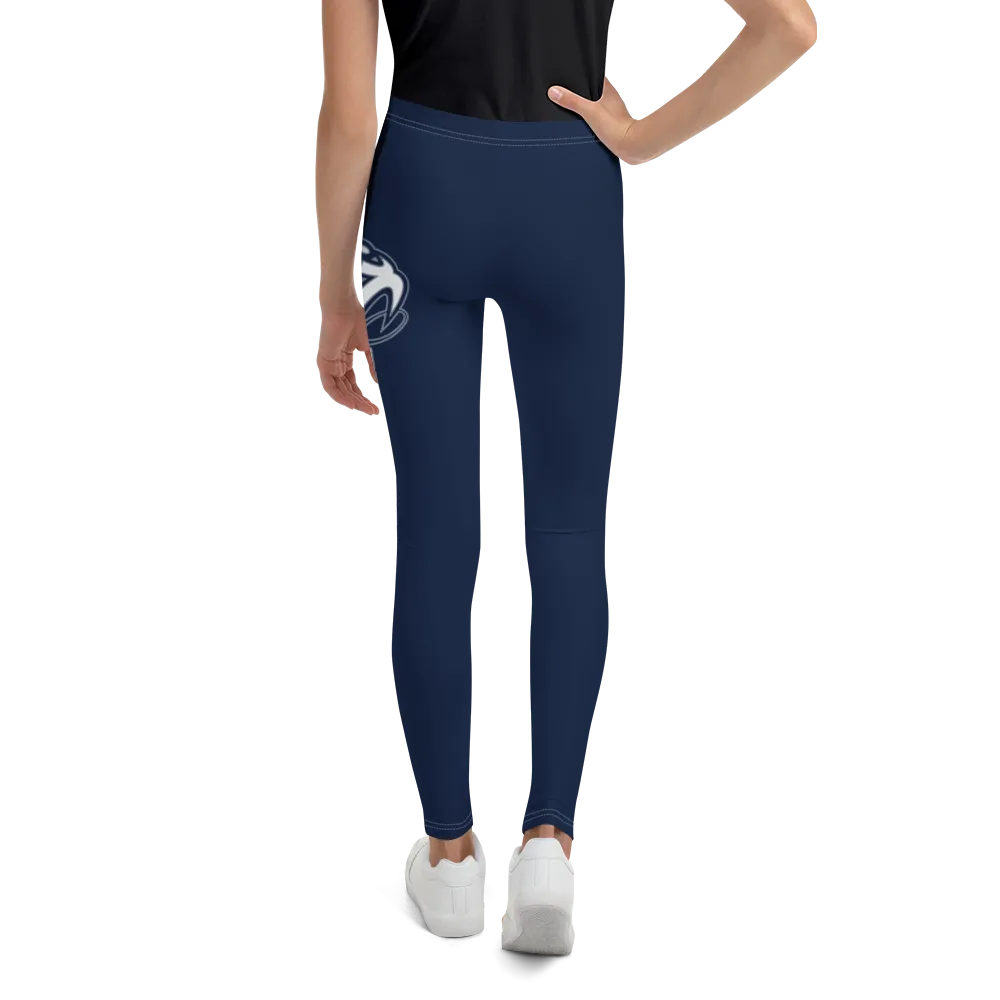 Athletic Apparatus Navy Blue White logo White stitch V2 Youth Leggings