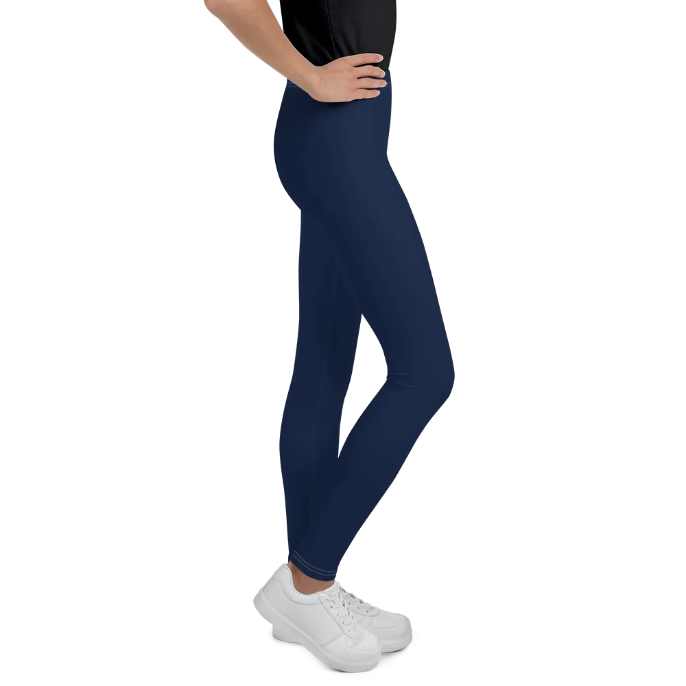 Athletic Apparatus Navy Blue White logo White stitch V2 Youth Leggings