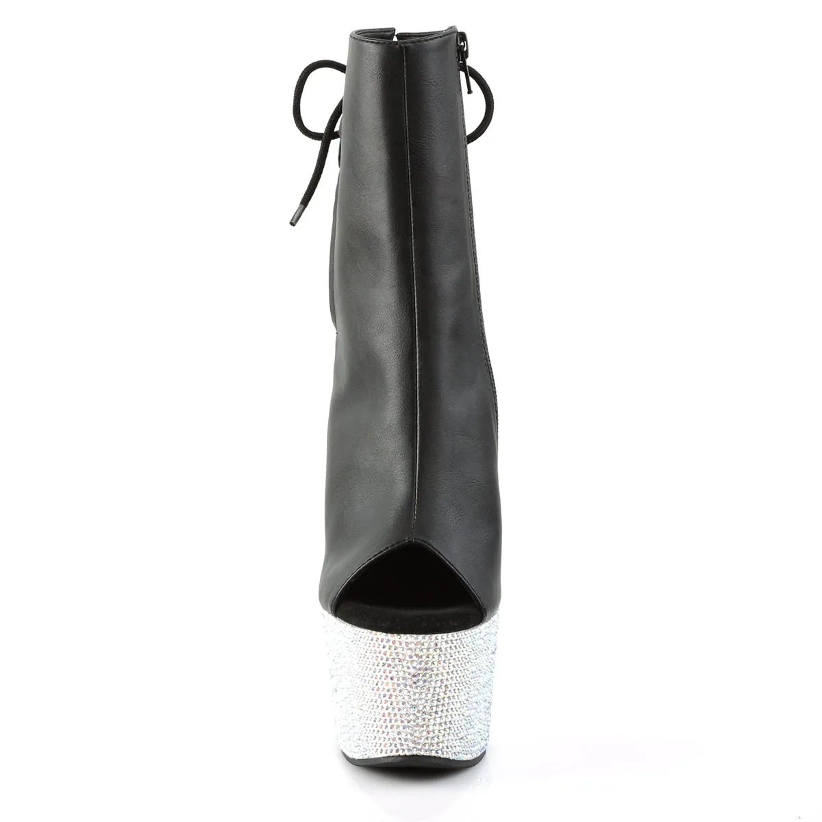 BEJEWELED-1018DM-7 Pleaser Black Faux Leather Sexy Platform Shoes (Pole Dancing Heels)