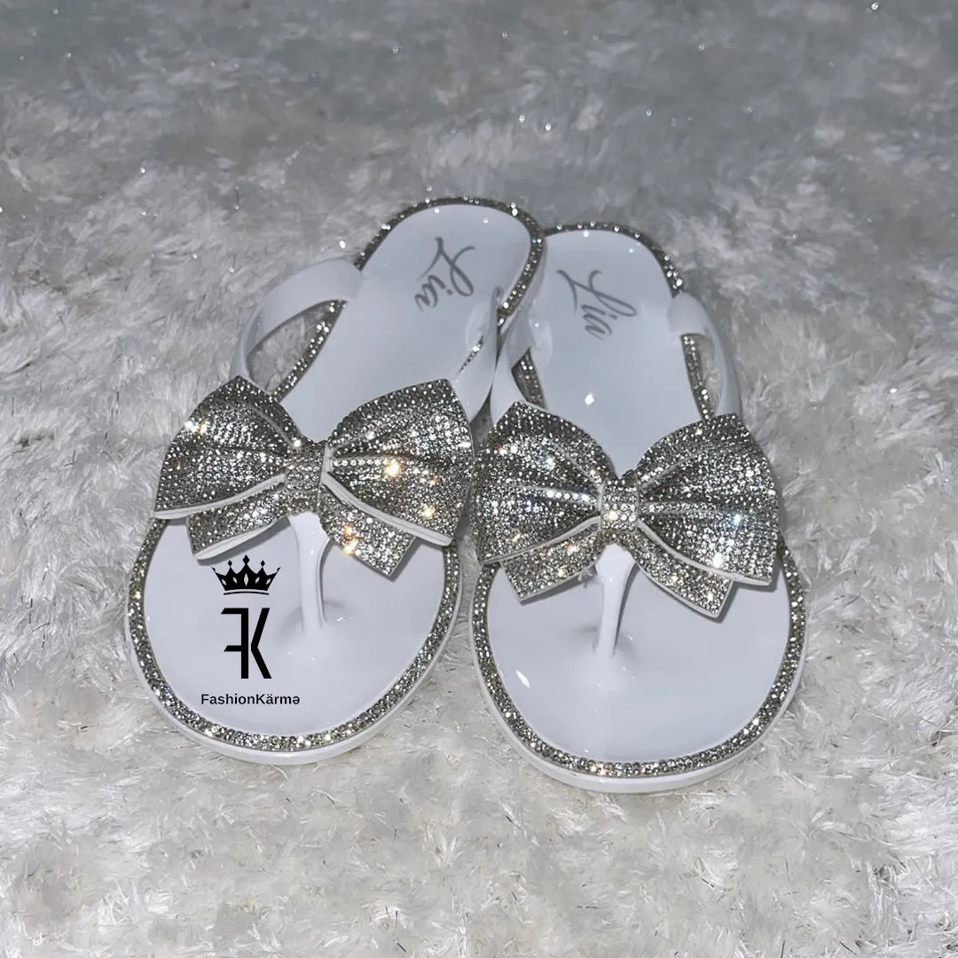Bella Rhinestone Sandals - White
