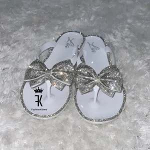 Bella Rhinestone Sandals - White