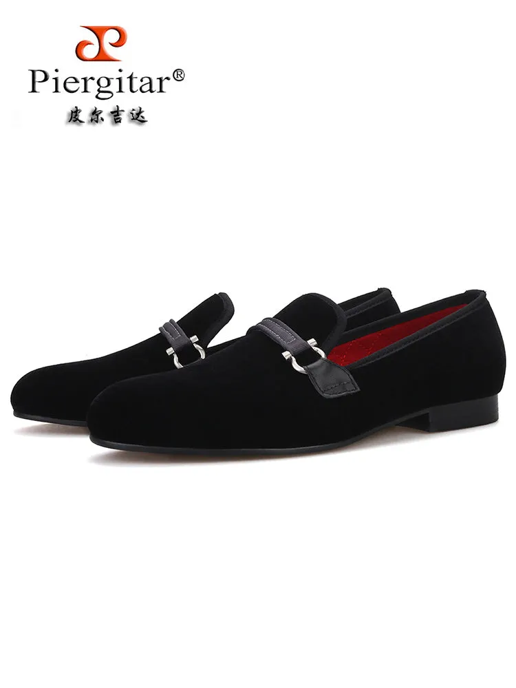 Big brand same style cloth chain buckle velvet men's shoes British style simple smoking shoes European version large size men's loafers
