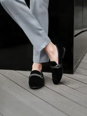 Big brand same style cloth chain buckle velvet men's shoes British style simple smoking shoes European version large size men's loafers