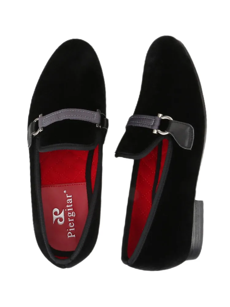 Big brand same style cloth chain buckle velvet men's shoes British style simple smoking shoes European version large size men's loafers