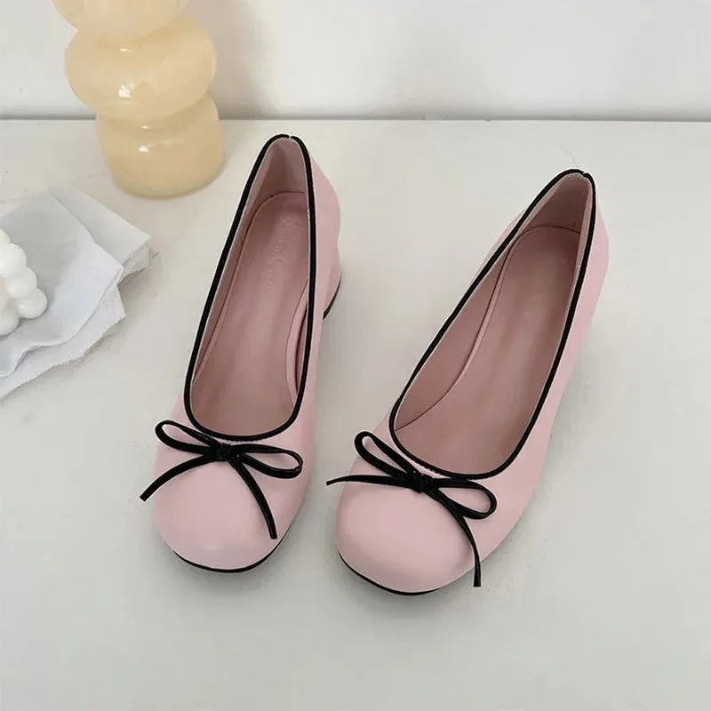 binfenxie Designers Butterfly-knot Women Pumps Fashion Shallow Slip On Thick Low Heel Sandalias Ladies Elegant Outdoor Mary Jane Shoes