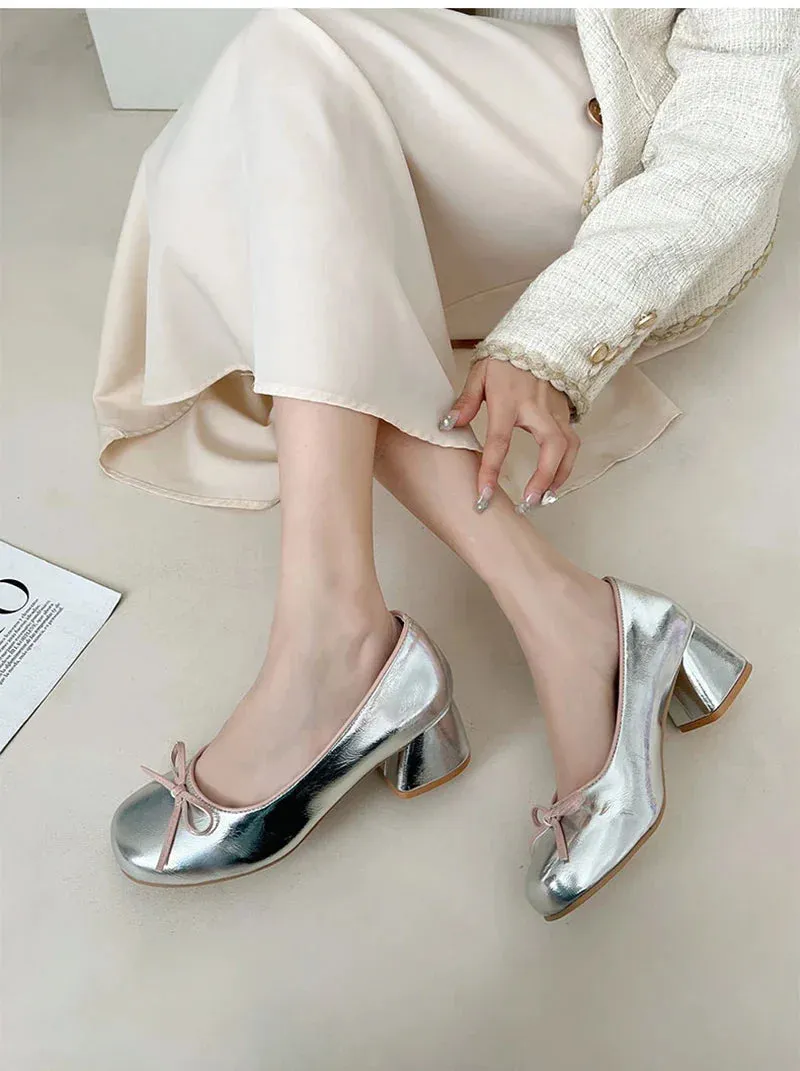 binfenxie Designers Butterfly-knot Women Pumps Fashion Shallow Slip On Thick Low Heel Sandalias Ladies Elegant Outdoor Mary Jane Shoes