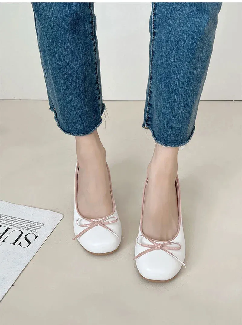 binfenxie Designers Butterfly-knot Women Pumps Fashion Shallow Slip On Thick Low Heel Sandalias Ladies Elegant Outdoor Mary Jane Shoes