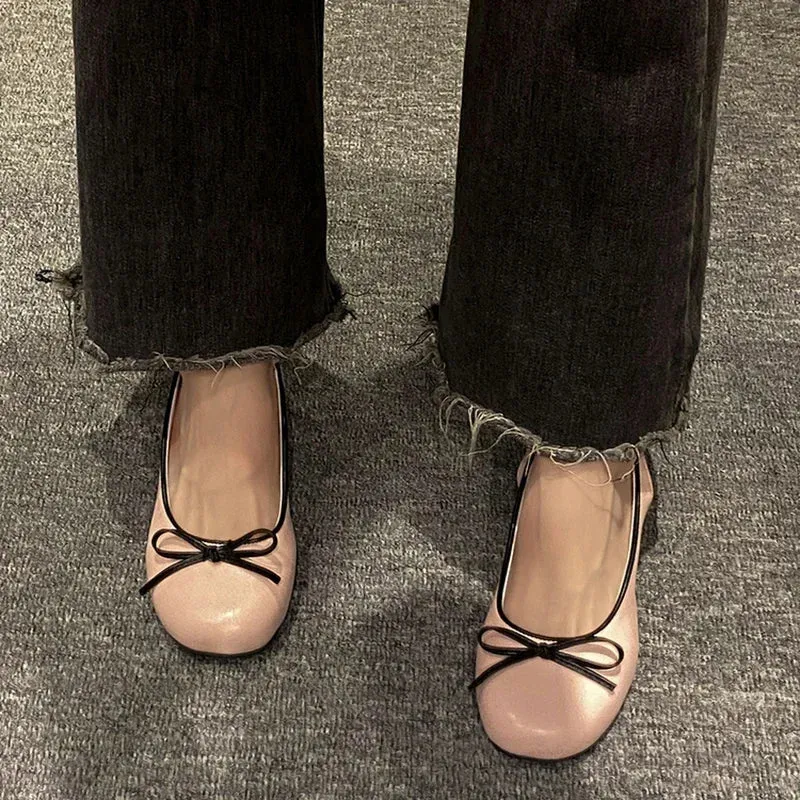 binfenxie Designers Butterfly-knot Women Pumps Fashion Shallow Slip On Thick Low Heel Sandalias Ladies Elegant Outdoor Mary Jane Shoes