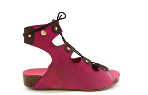 Chanii B "Je Savior" Fuchsia brown lace cork sandal