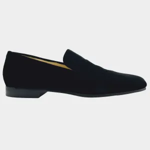 Christian Louboutin men's black velvet dandelion loafers