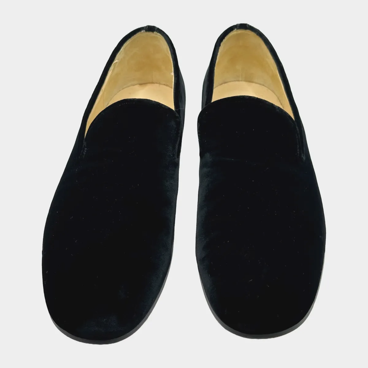 Christian Louboutin men's black velvet dandelion loafers