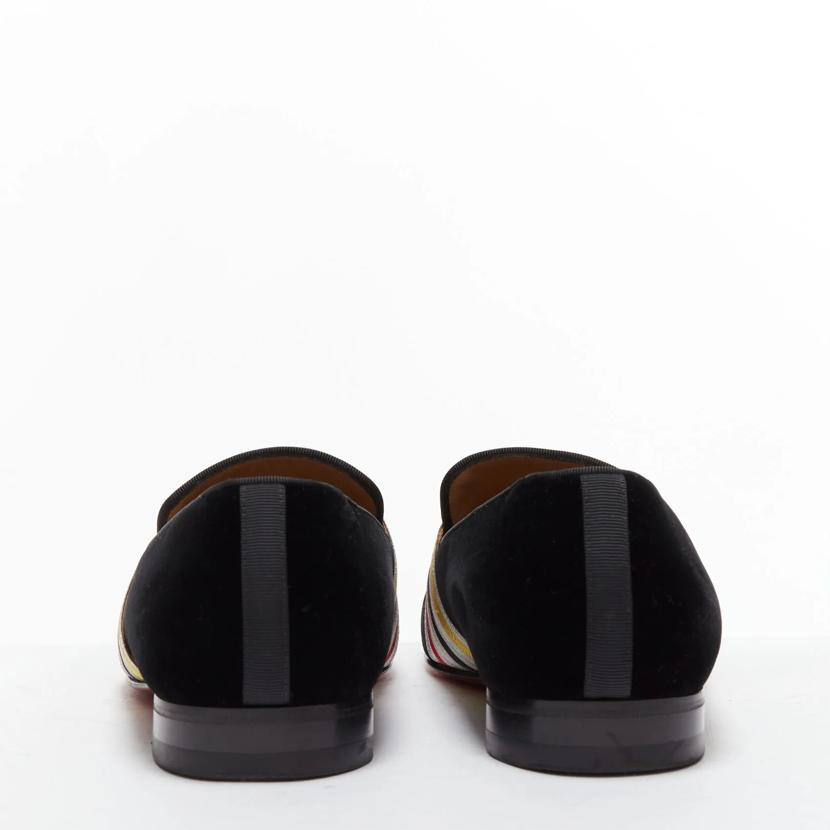 CHRISTIAN LOUBOUTIN St Ordre black velvet silver star badge loafers EU43