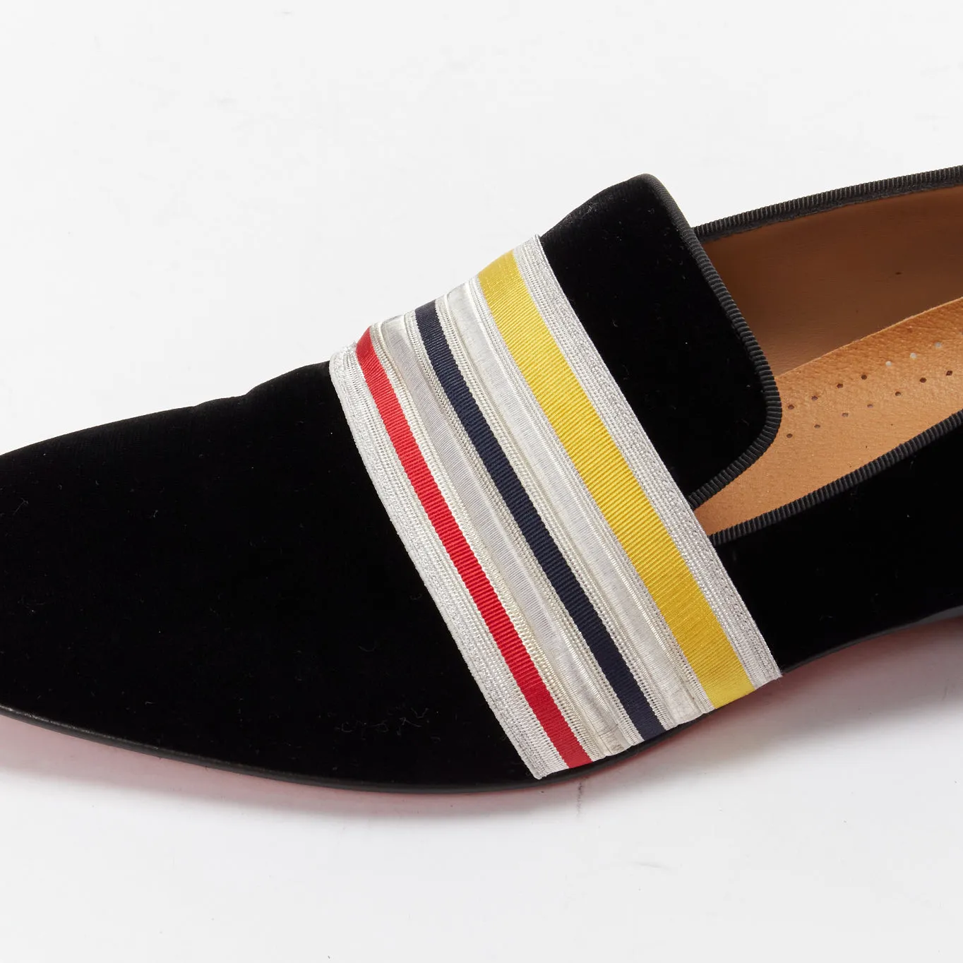 CHRISTIAN LOUBOUTIN St Ordre black velvet silver star badge loafers EU43