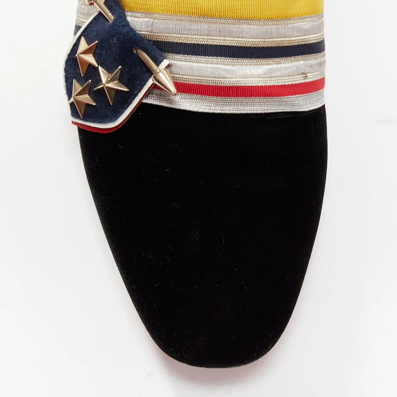 CHRISTIAN LOUBOUTIN St Ordre black velvet silver star badge loafers EU43