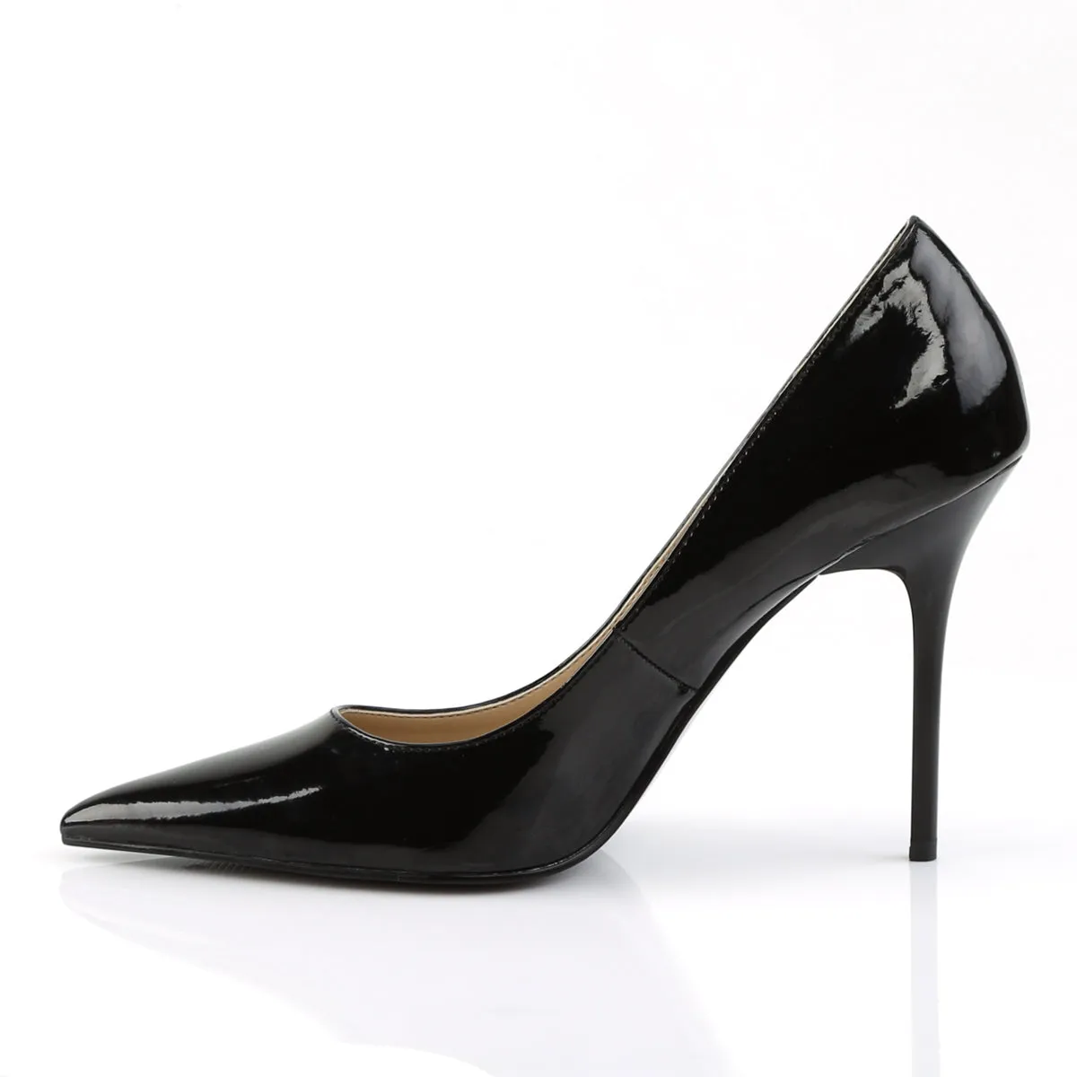 CLASSIQUE-20 Pleaser Black Patent Sexy Single Sole Shoes (Fetish Footwear)