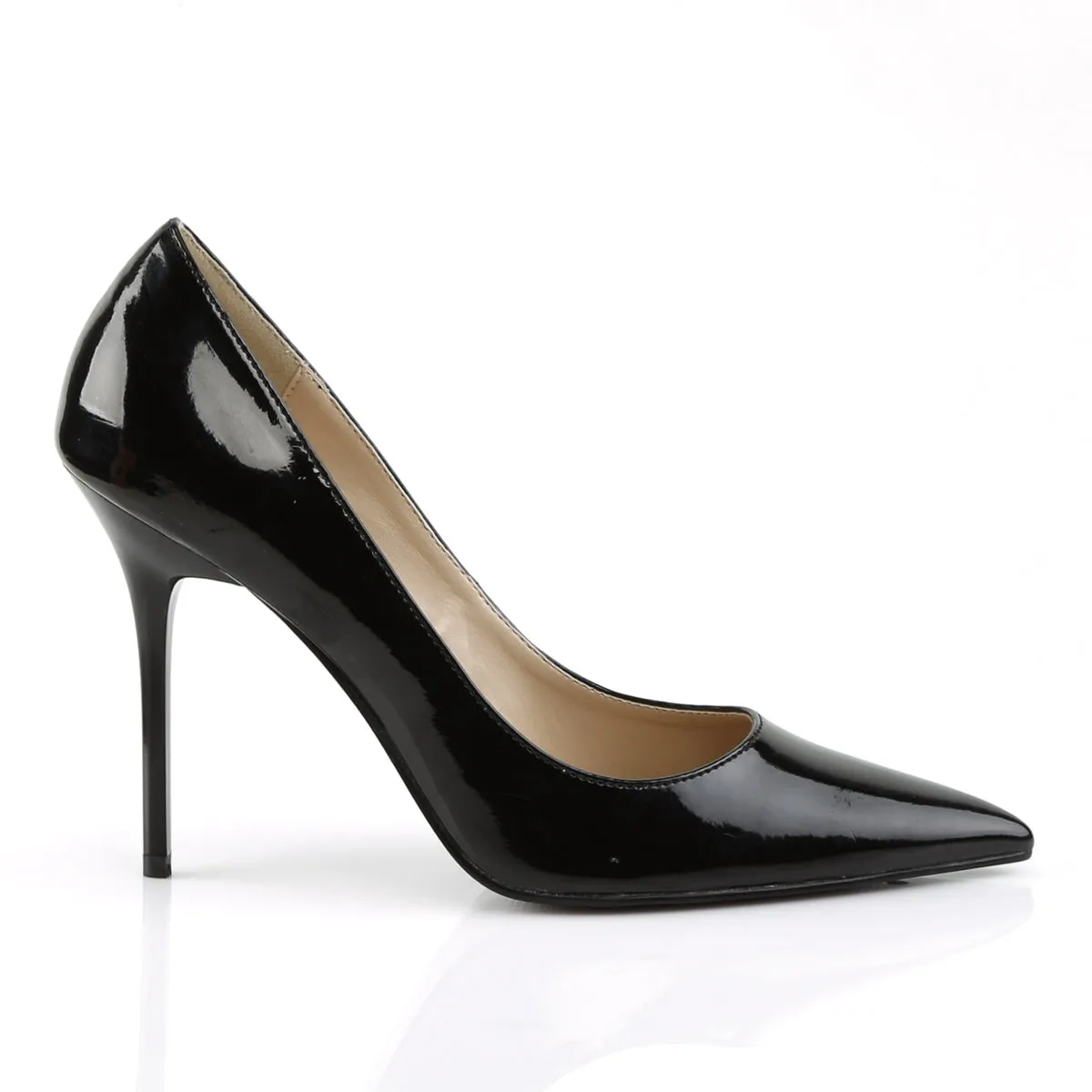 CLASSIQUE-20 Pleaser Black Patent Sexy Single Sole Shoes (Fetish Footwear)