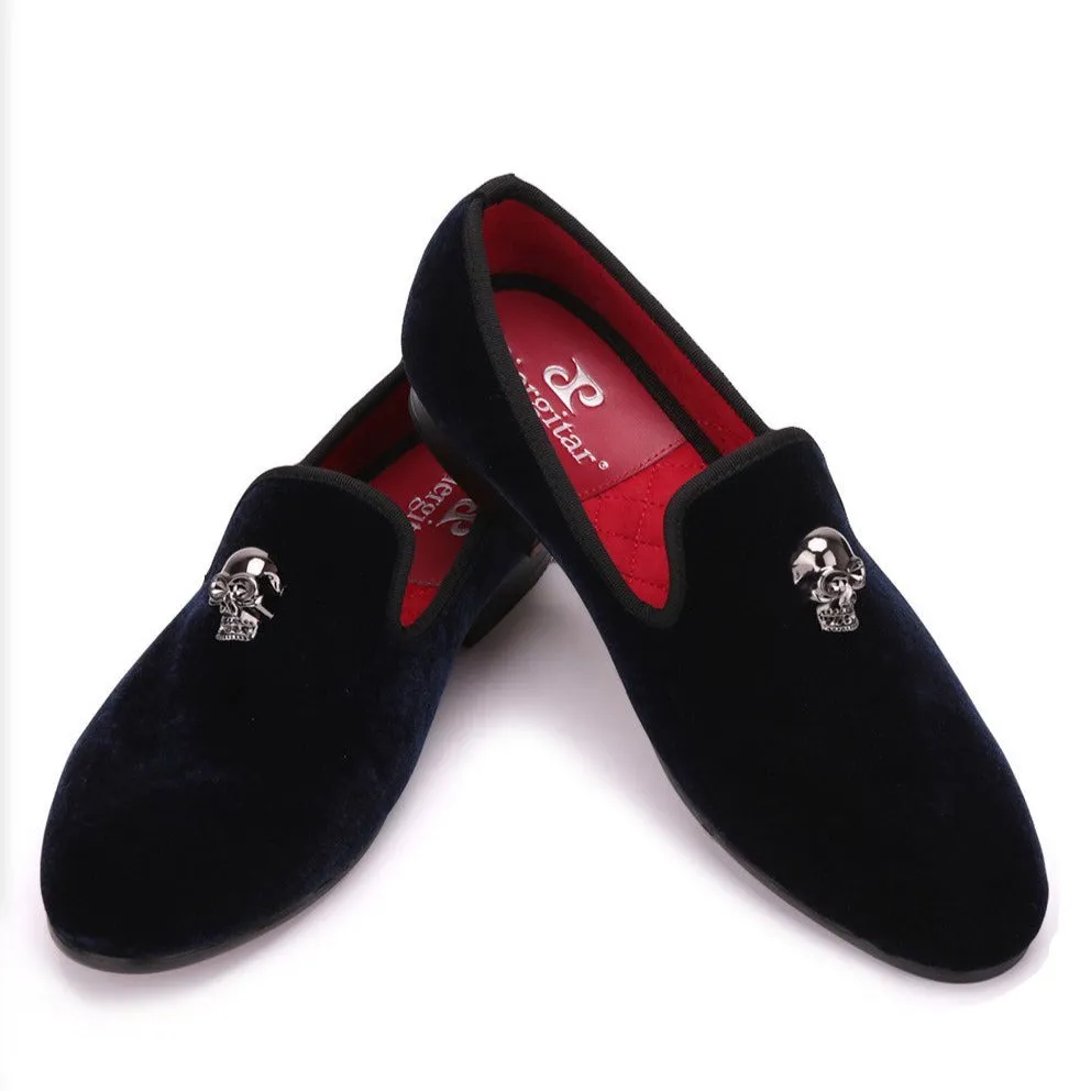CLEARANCE / Exclusive Men Skull Buckle Rock Style Velvet Loafers / Rock and Roll outfit