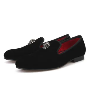 CLEARANCE / Exclusive Men Skull Buckle Rock Style Velvet Loafers / Rock and Roll outfit