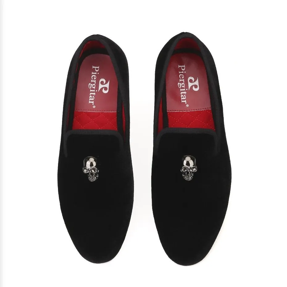CLEARANCE / Exclusive Men Skull Buckle Rock Style Velvet Loafers / Rock and Roll outfit