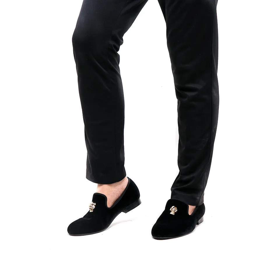 CLEARANCE / Exclusive Men Skull Buckle Rock Style Velvet Loafers / Rock and Roll outfit