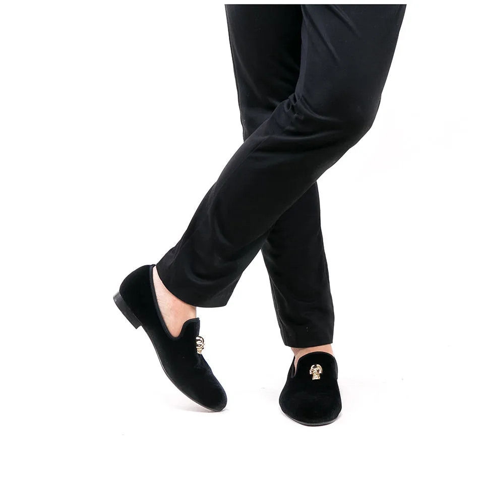 CLEARANCE / Exclusive Men Skull Buckle Rock Style Velvet Loafers / Rock and Roll outfit