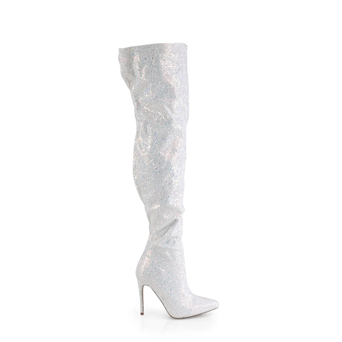 COURTLY-3015 Pleaser White Multi Glitter Sexy Single Sole Shoes (Fetish Footwear)