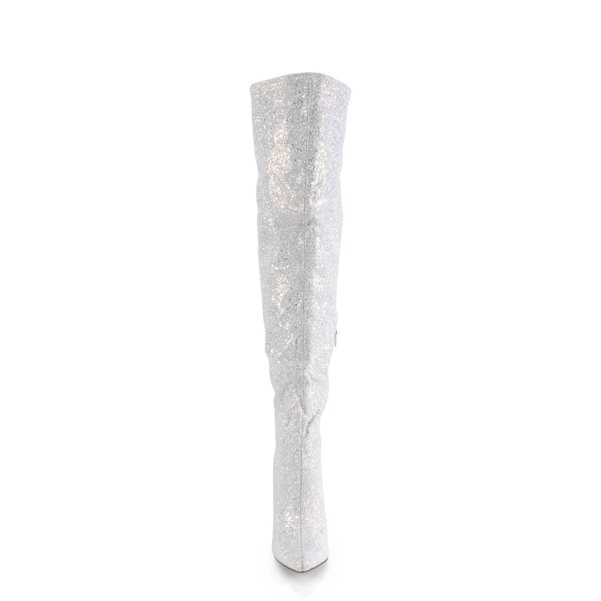 COURTLY-3015 Pleaser White Multi Glitter Sexy Single Sole Shoes (Fetish Footwear)