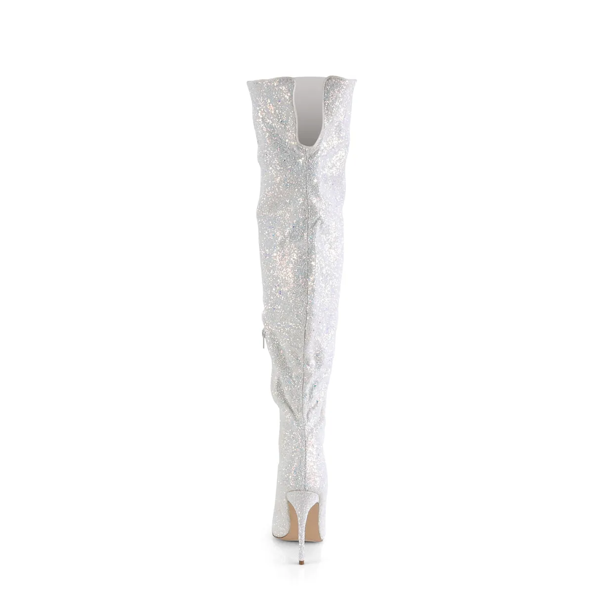 COURTLY-3015 Pleaser White Multi Glitter Sexy Single Sole Shoes (Fetish Footwear)