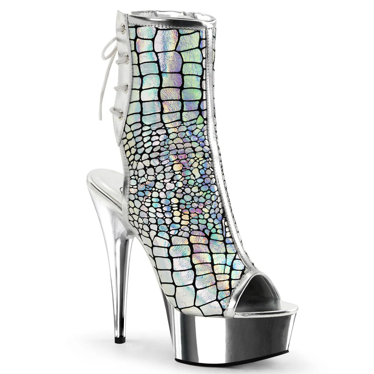 DELIGHT-1018HG Pleaser Silver Hologram Sexy Platform Shoes (Pole Dancing Heels)