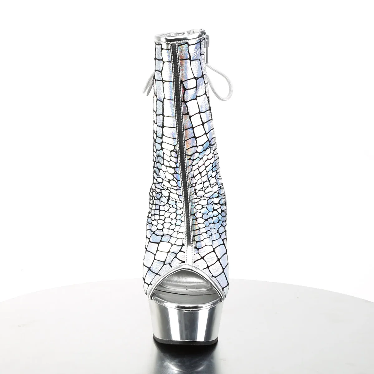 DELIGHT-1018HG Pleaser Silver Hologram Sexy Platform Shoes (Pole Dancing Heels)