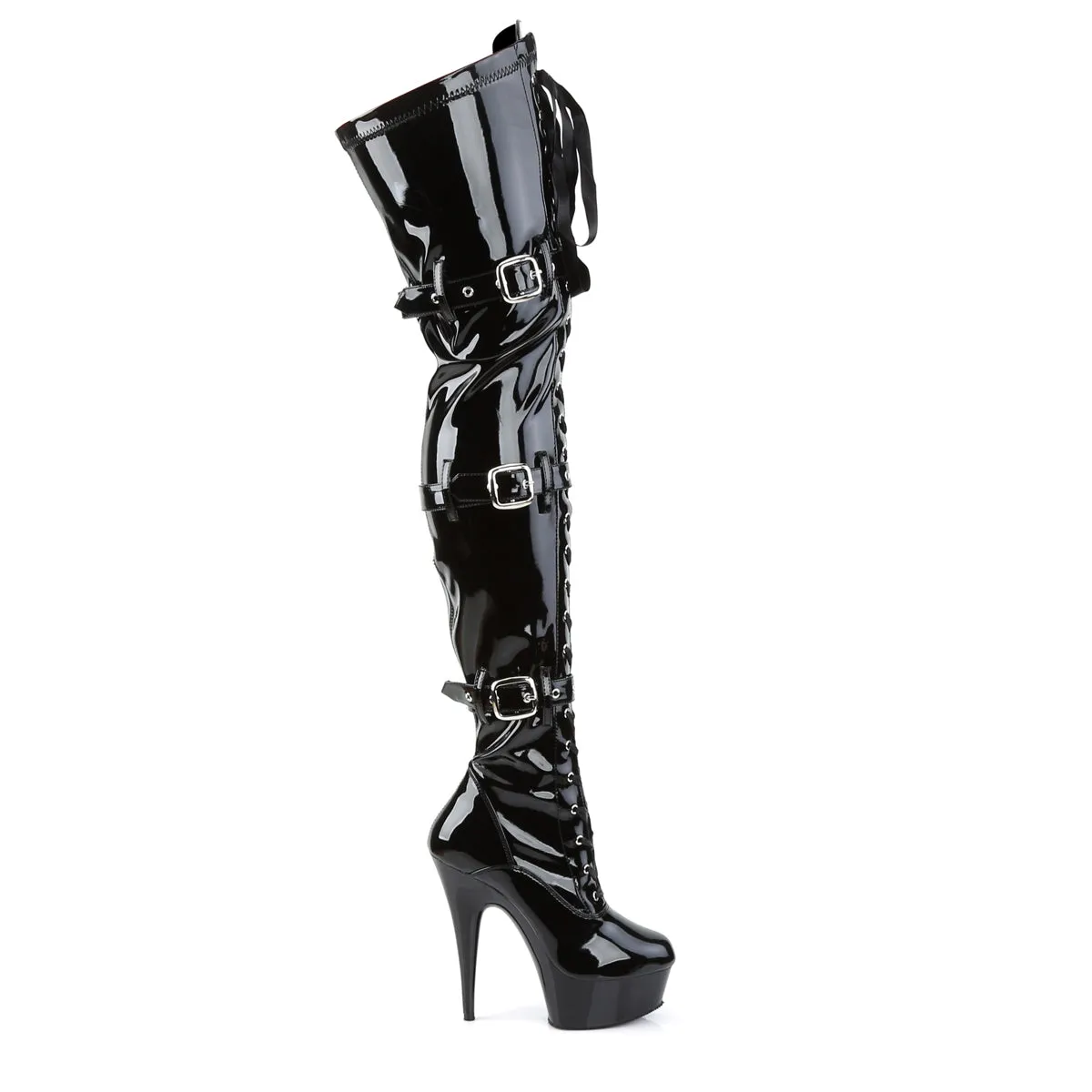 DELIGHT-3028 Pleaser Black Patent Sexy Platform Shoes (Pole Dancing Heels)