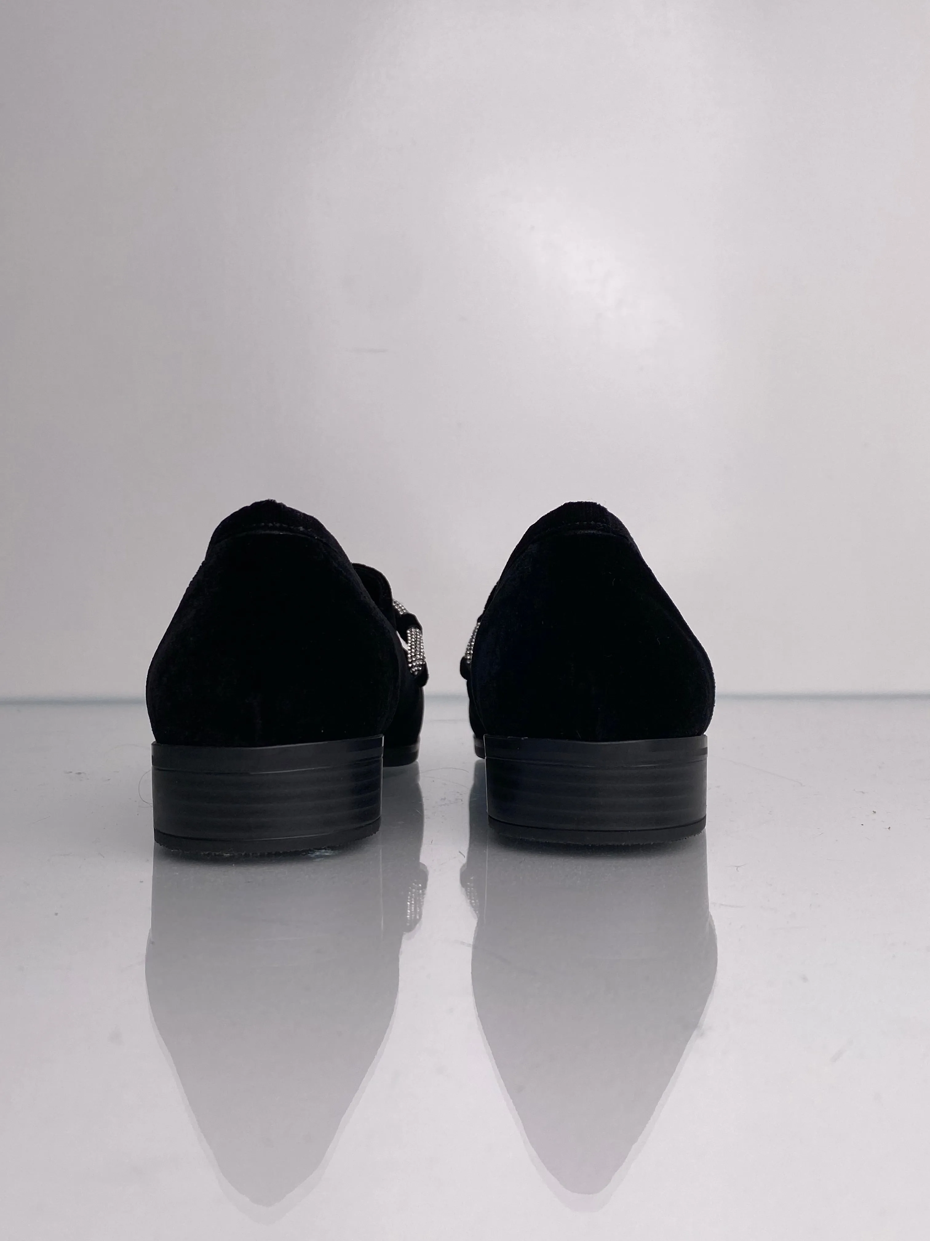 Diane B Black Velvet Loafers, 6