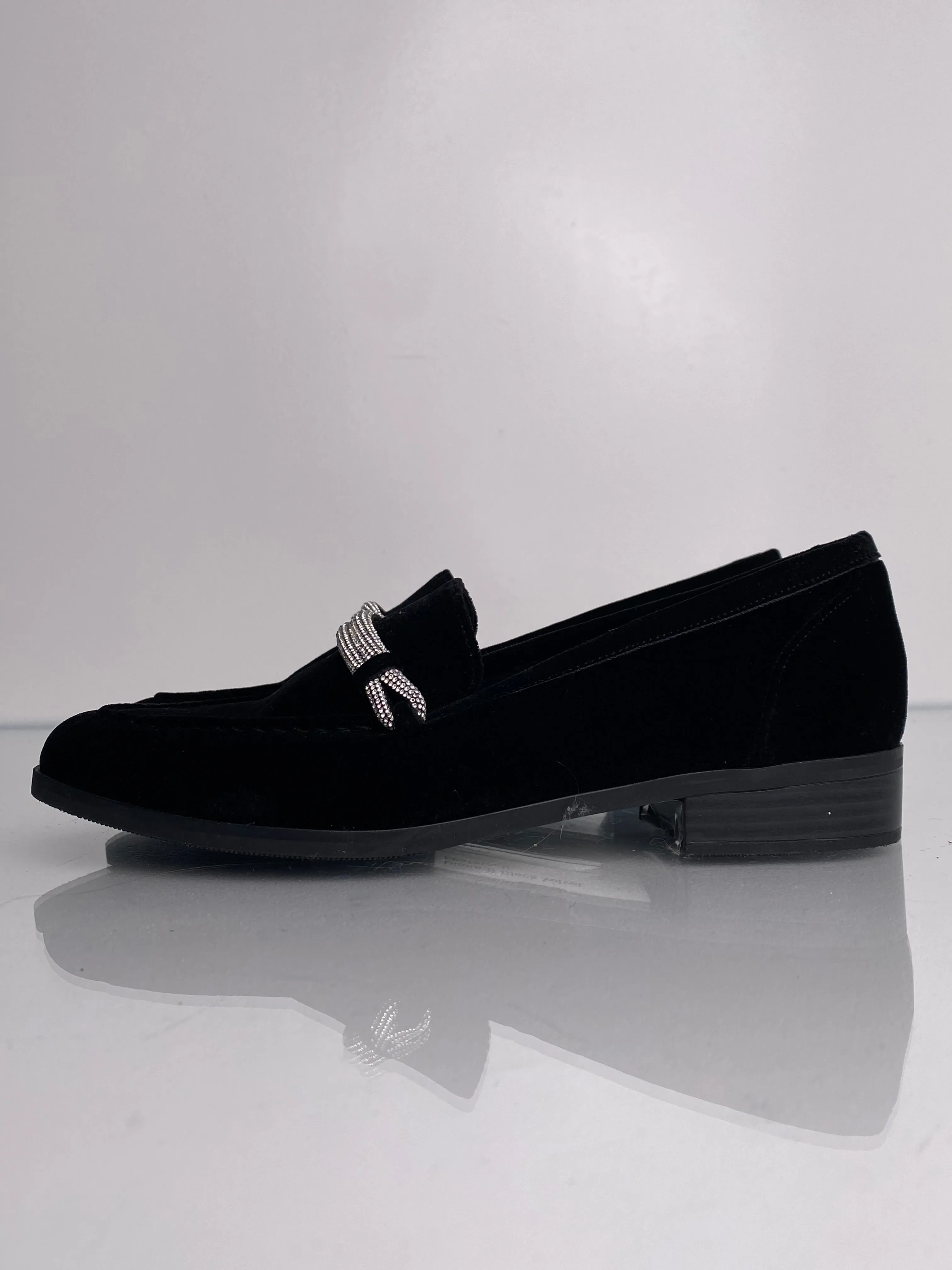 Diane B Black Velvet Loafers, 6