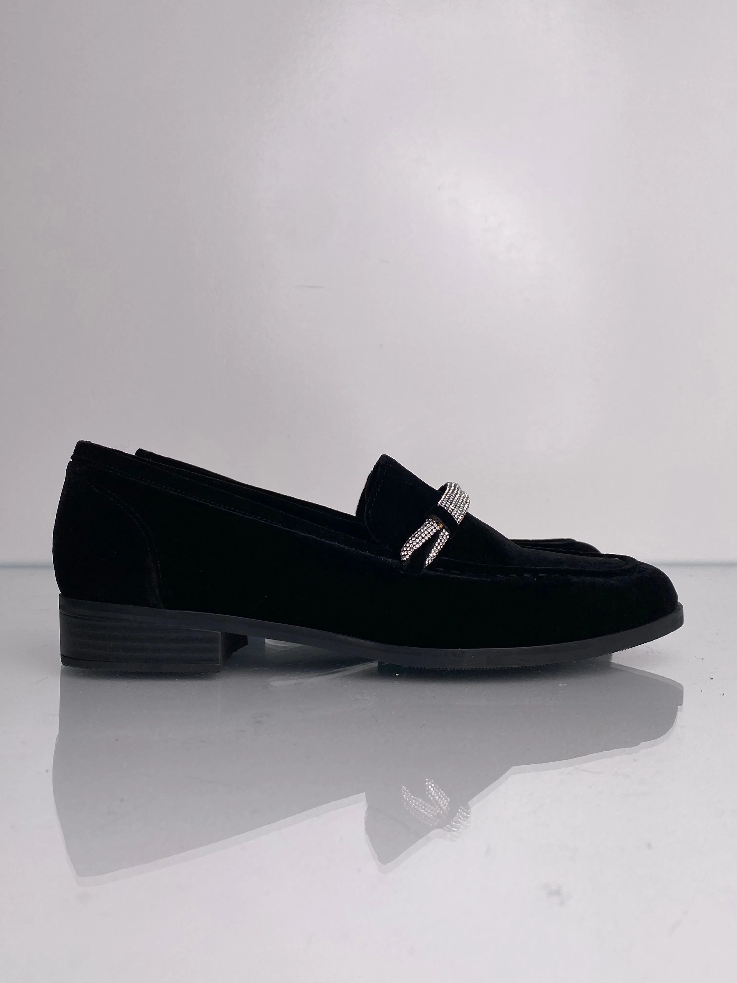 Diane B Black Velvet Loafers, 6