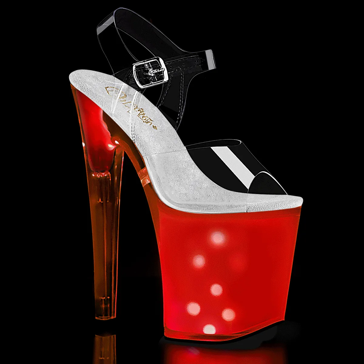 DISCOLITE-808 Pleaser Clear/White Glow Sexy Platform Shoes (Pole Dancing Heels)
