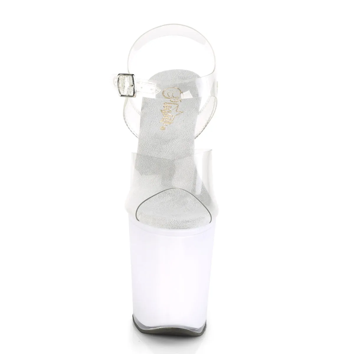 DISCOLITE-808 Pleaser Clear/White Glow Sexy Platform Shoes (Pole Dancing Heels)