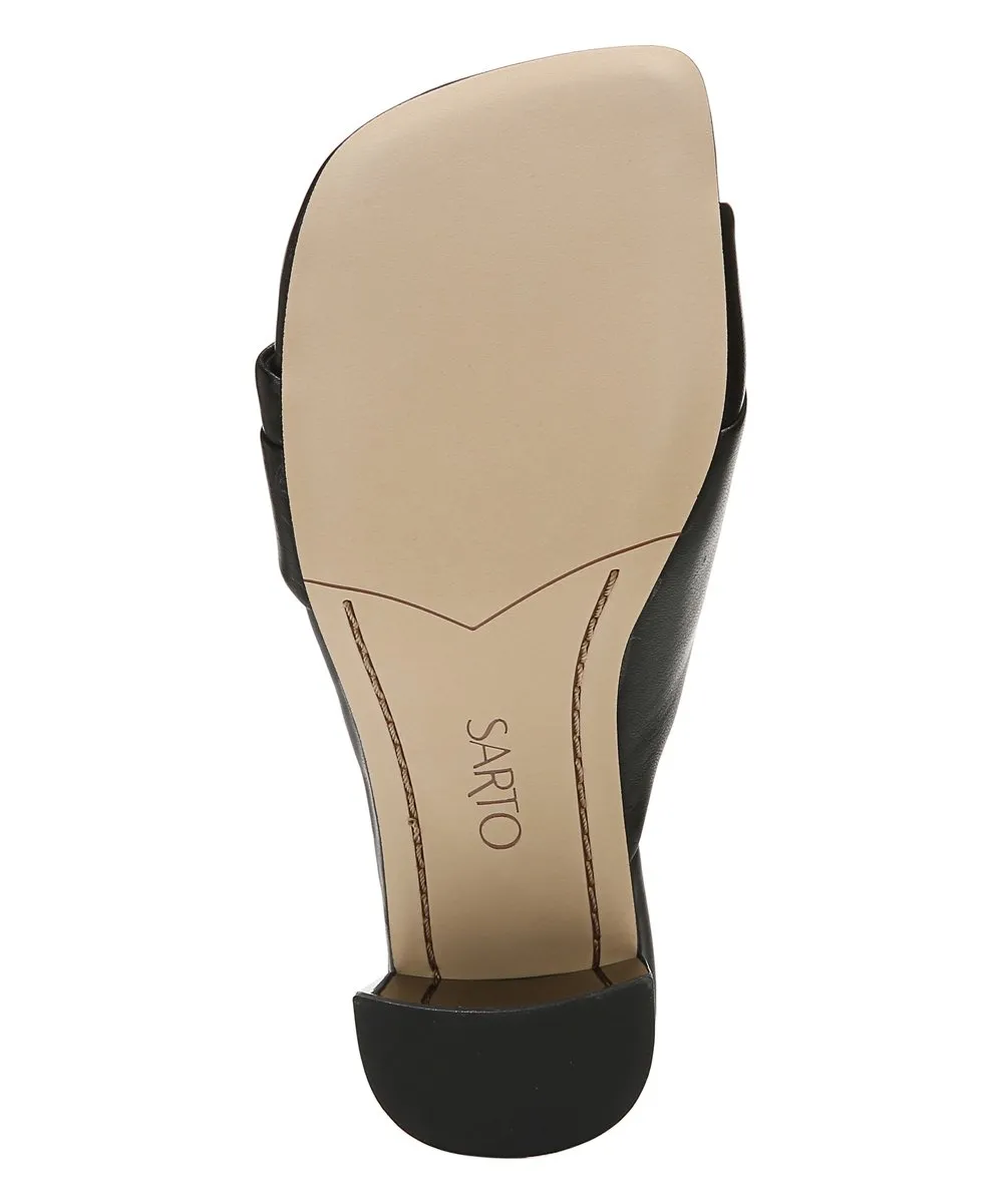 Dreamy Black Leather Franco Sarto Sandals