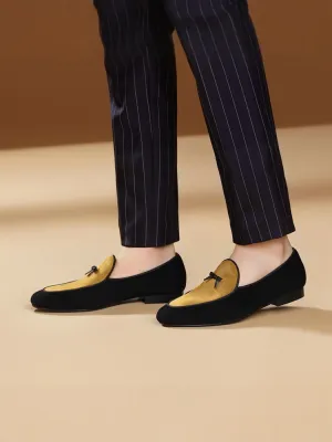 Exported to Europe and the United States, classic Belgian loafers, velvet, color-blocked, bow-knot men's slip-on shoes, casual and comfortable