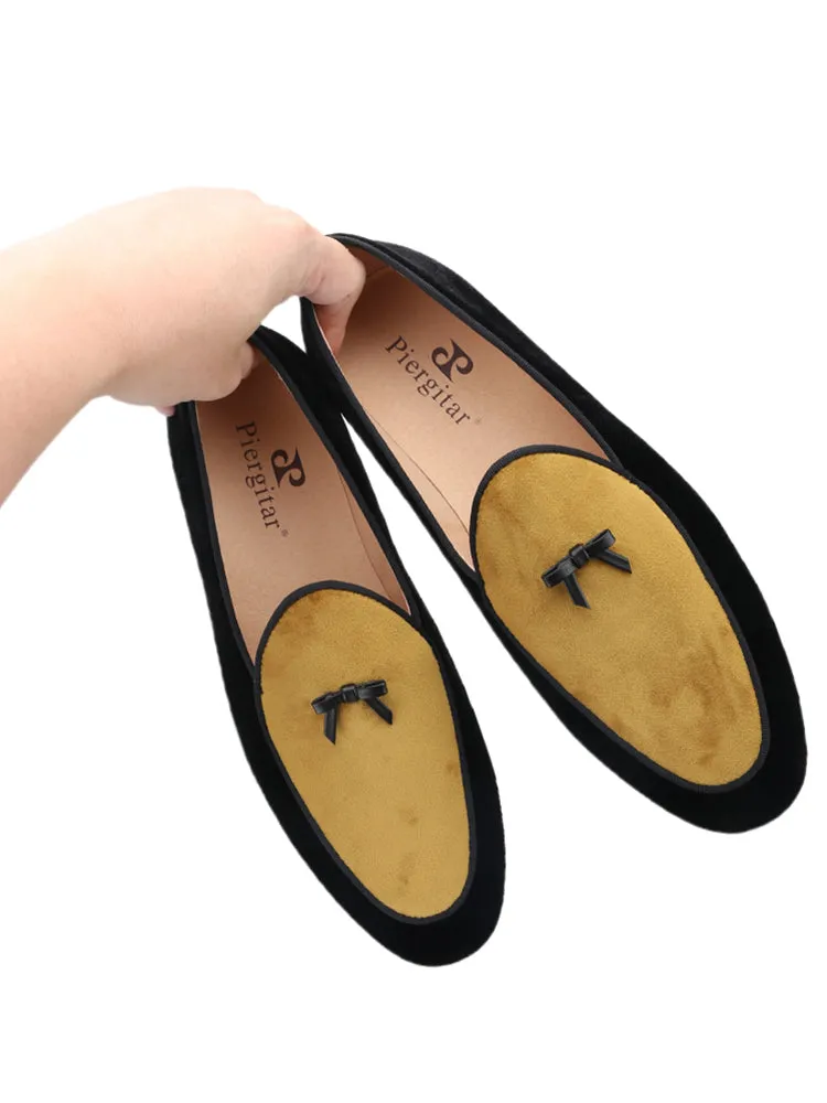 Exported to Europe and the United States, classic Belgian loafers, velvet, color-blocked, bow-knot men's slip-on shoes, casual and comfortable