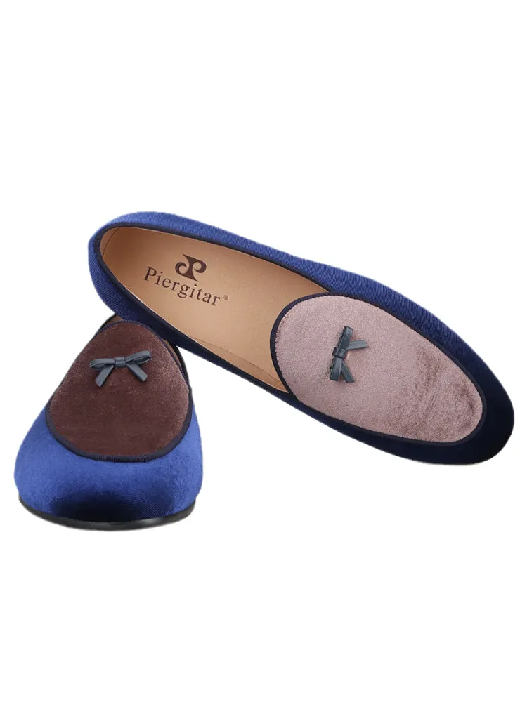 Exported to Europe and the United States, classic Belgian loafers, velvet, color-blocked, bow-knot men's slip-on shoes, casual and comfortable
