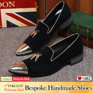 Fashion tassel anti-velvet loafers black pointed men's leather shoes