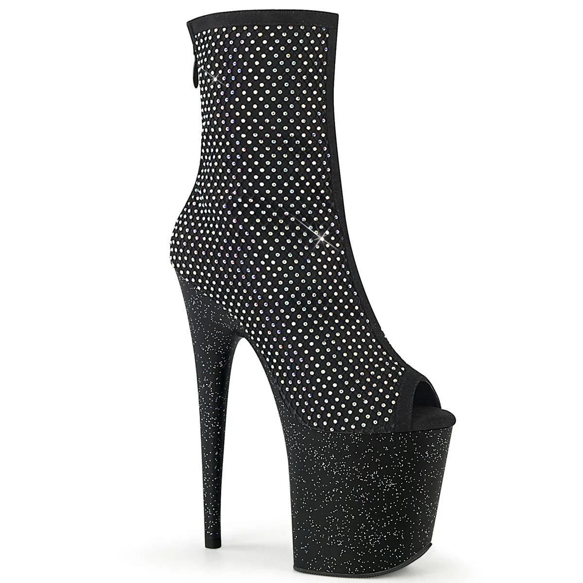 FLAMINGO-1031GM Pleaser Black Fabric Sexy Platform Shoes (Pole Dancing Heels)