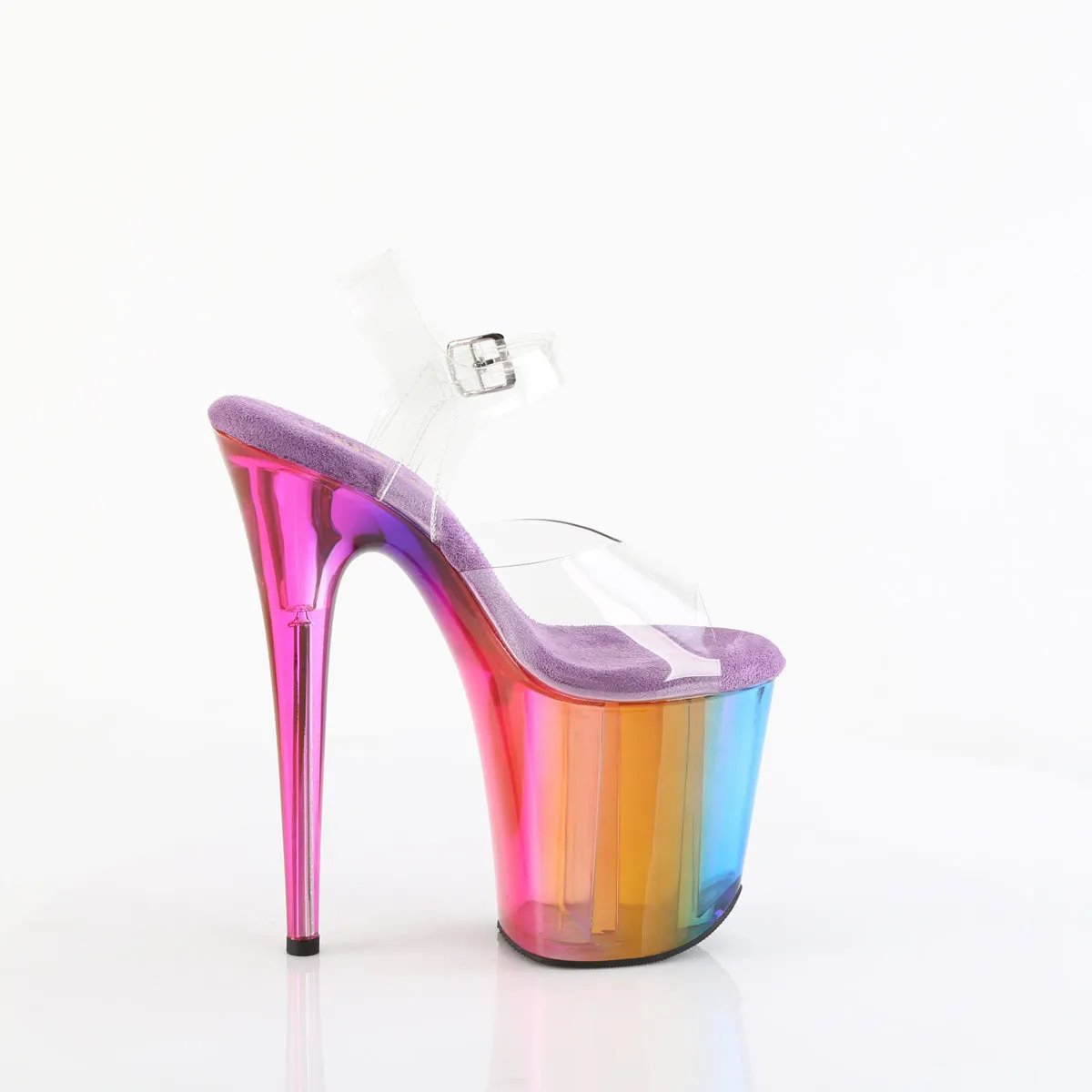 FLAMINGO-808RMT Pleaser Clear/Rainbow Misty Tinted Sexy Platform Shoes (Pole Dancing Heels)