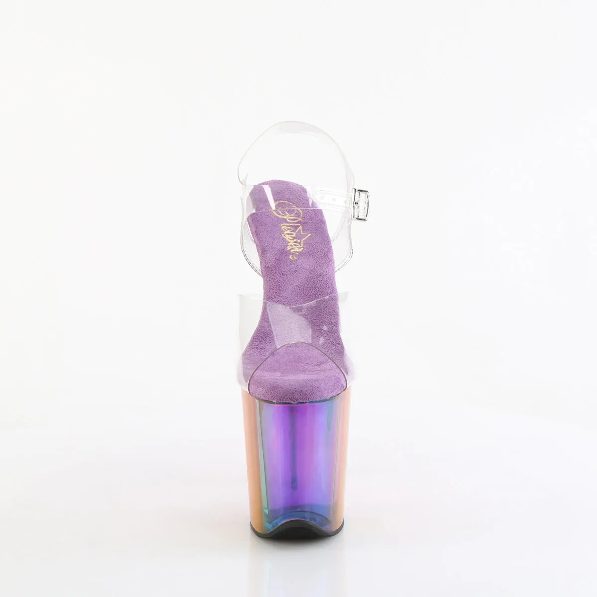 FLAMINGO-808RMT Pleaser Clear/Rainbow Misty Tinted Sexy Platform Shoes (Pole Dancing Heels)