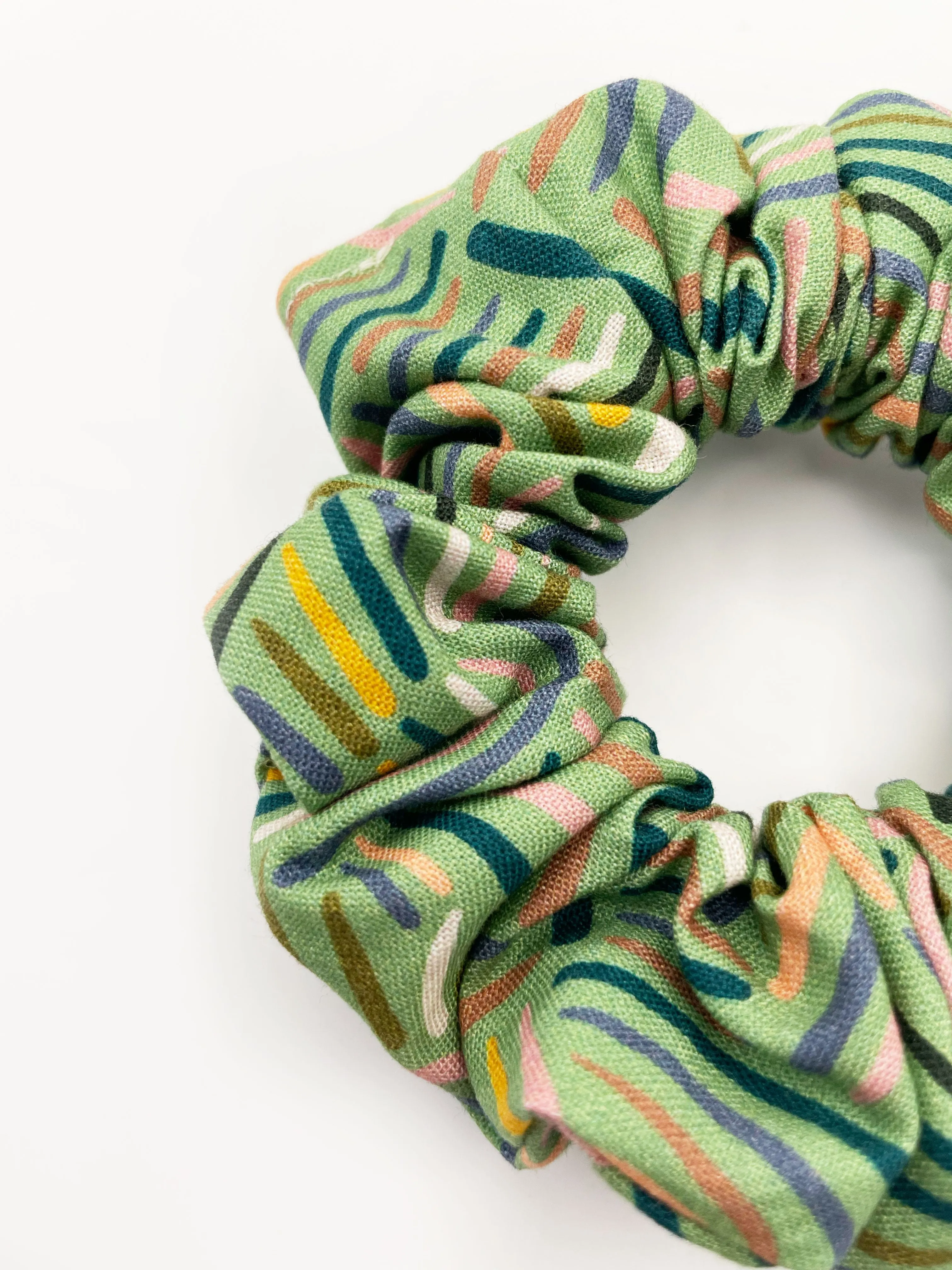 Green Desert Rain Scrunchie - Abstract Green Boho Hair Tie