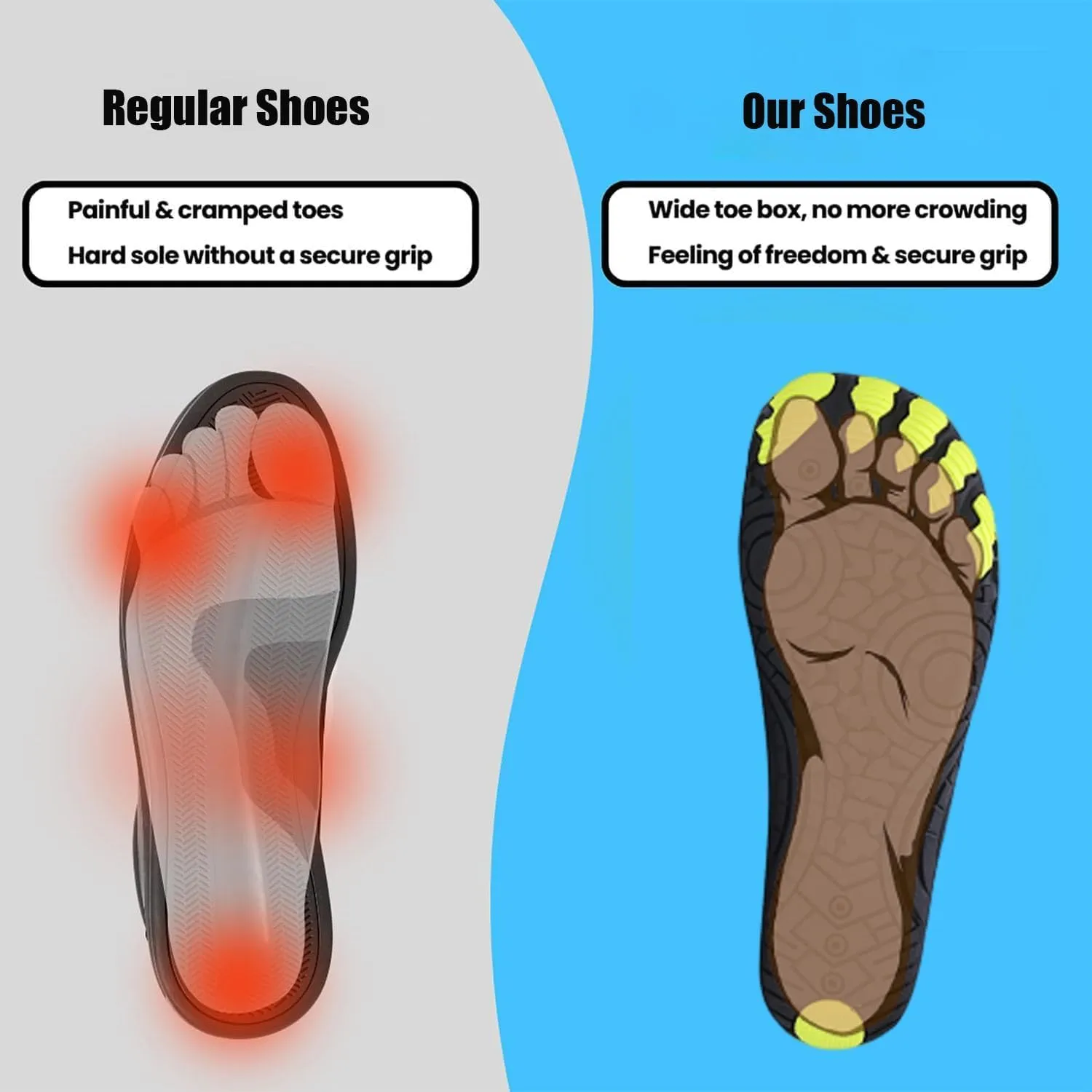 Grounded Footwear for Women Men, Wide Toe Box Hike Barefoot Shoes, Healthy & Non-Slip Grounding Shoe Quick-Dry Breathable Waterproof Beach Swim Surf Comfort Wear Water Shoes
