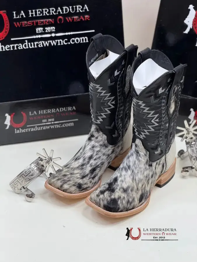 HERRADURA EXOTIC COWHIDE BLACK &WHITE CHEROKEE RUNGO BOOT EVERY PAIR IS UNIQUE!
